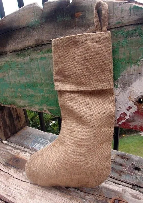 16" Burlap / Jute Christmas Stocking - Blank Wholesale - CS994 (6 Pack)