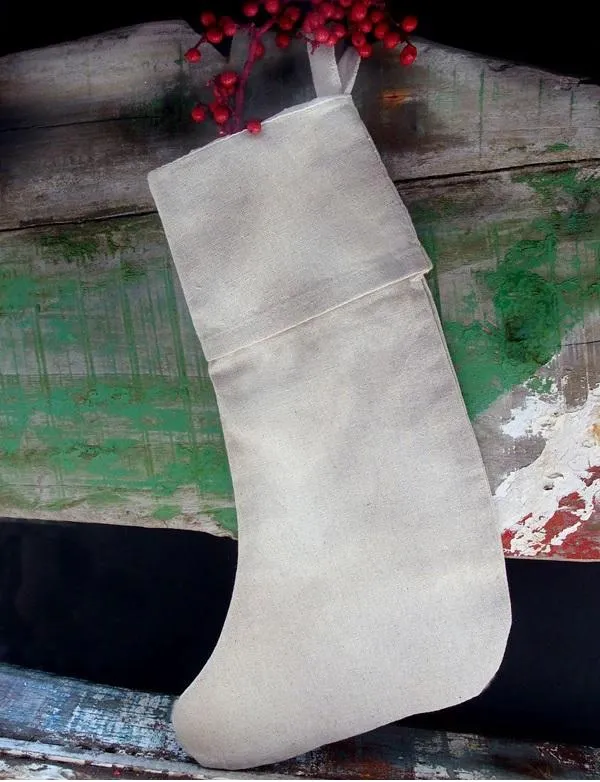 16" Linen Christmas Stocking Bulk - Blank Wholesale - CS999 (6 Pack)
