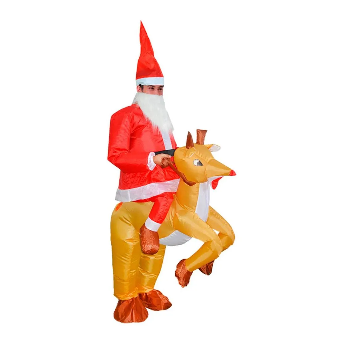 Adult Inflatable Santa on a Reindeer Costume