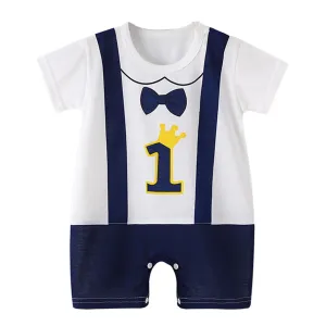 Babymoon 1st Rank First Birthday Romper Outfit | Baby Photoshoot Props Costumes | Blue