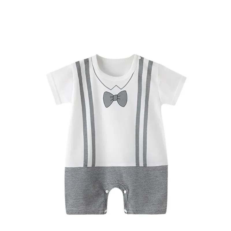 Babymoon Baby Bow Design Romper | Baby Photoshoot Props Costumes | 9-12 months | Grey-White