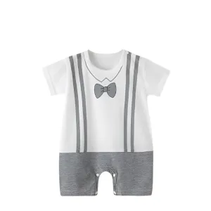 Babymoon Baby Bow Design Romper | Baby Photoshoot Props Costumes | 9-12 months | Grey-White