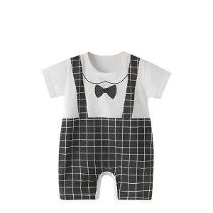 Babymoon Baby Chex Bow Romper | Baby Photoshoot Props Costumes | 9-12 months | White-Black
