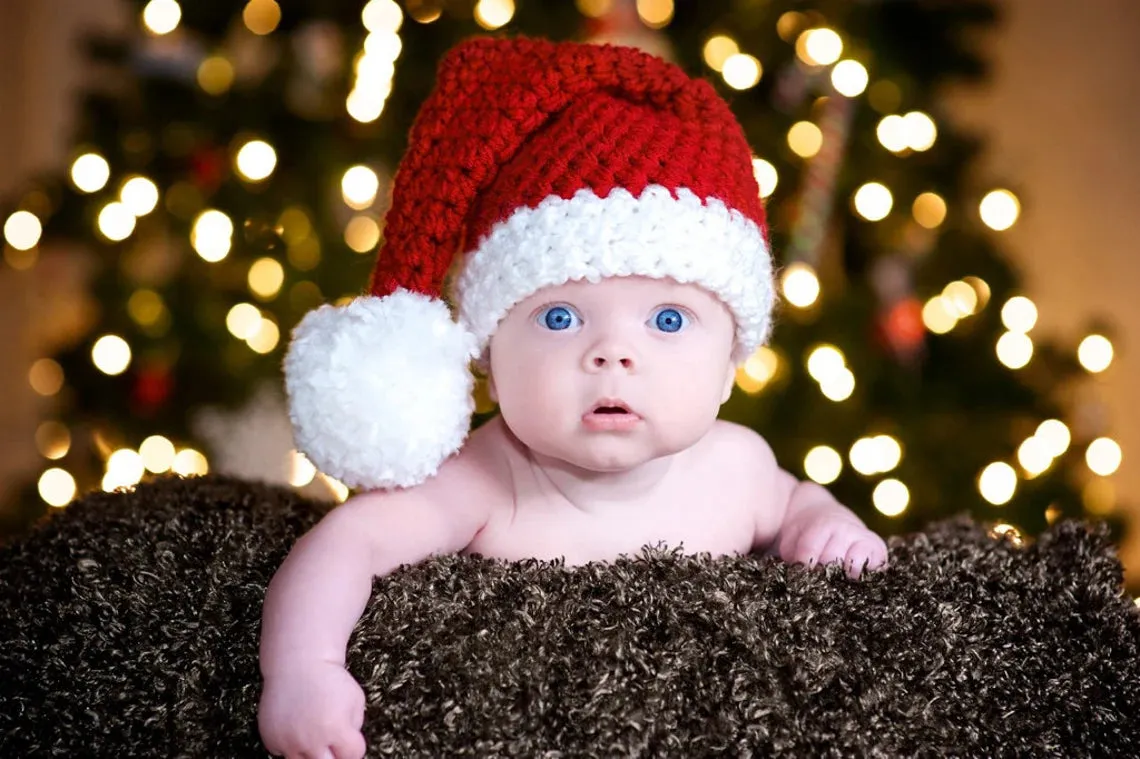 Babymoon Christmas Cap Newborn Photography Crochet Outfit Costume - Red