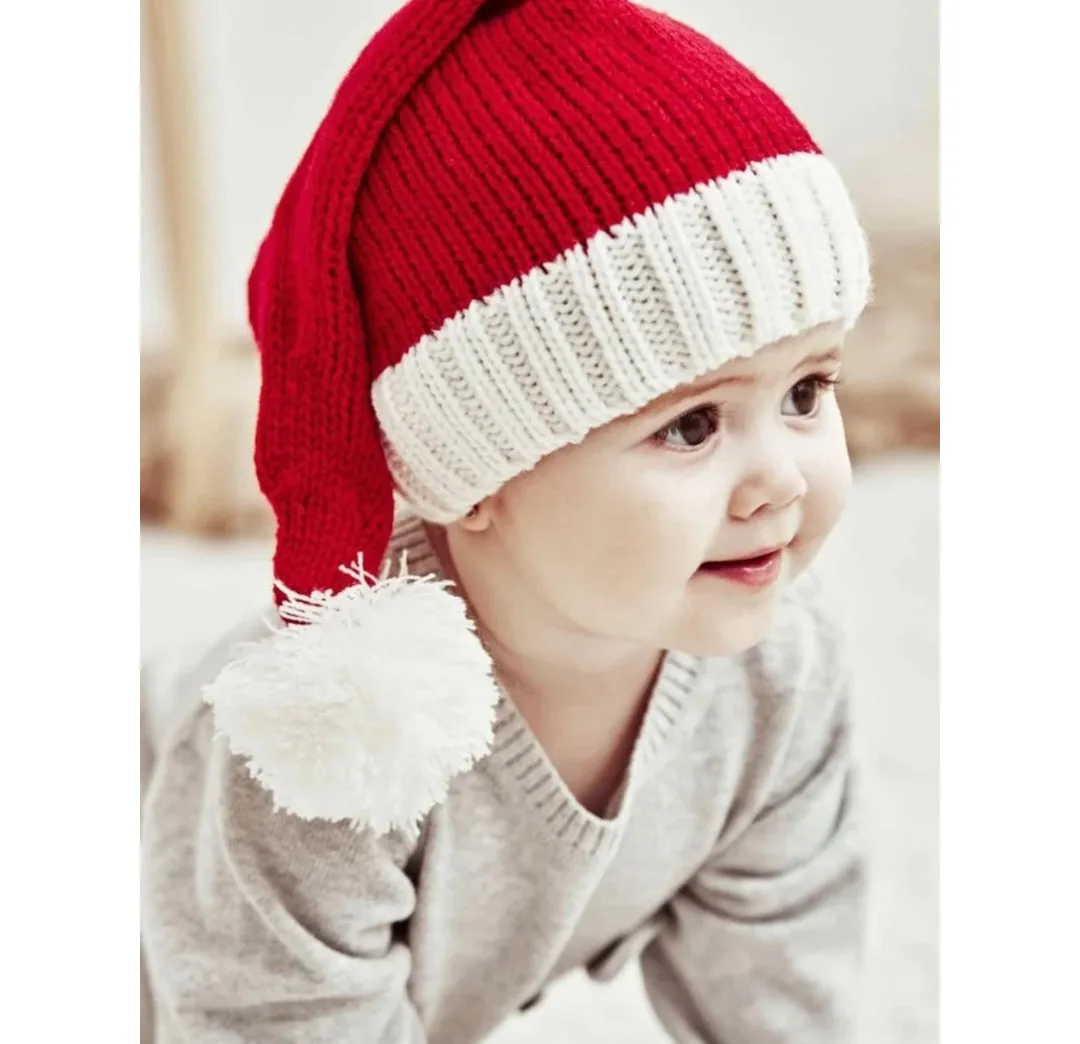 Babymoon Christmas Cap Newborn Photography Crochet Outfit Costume - Red