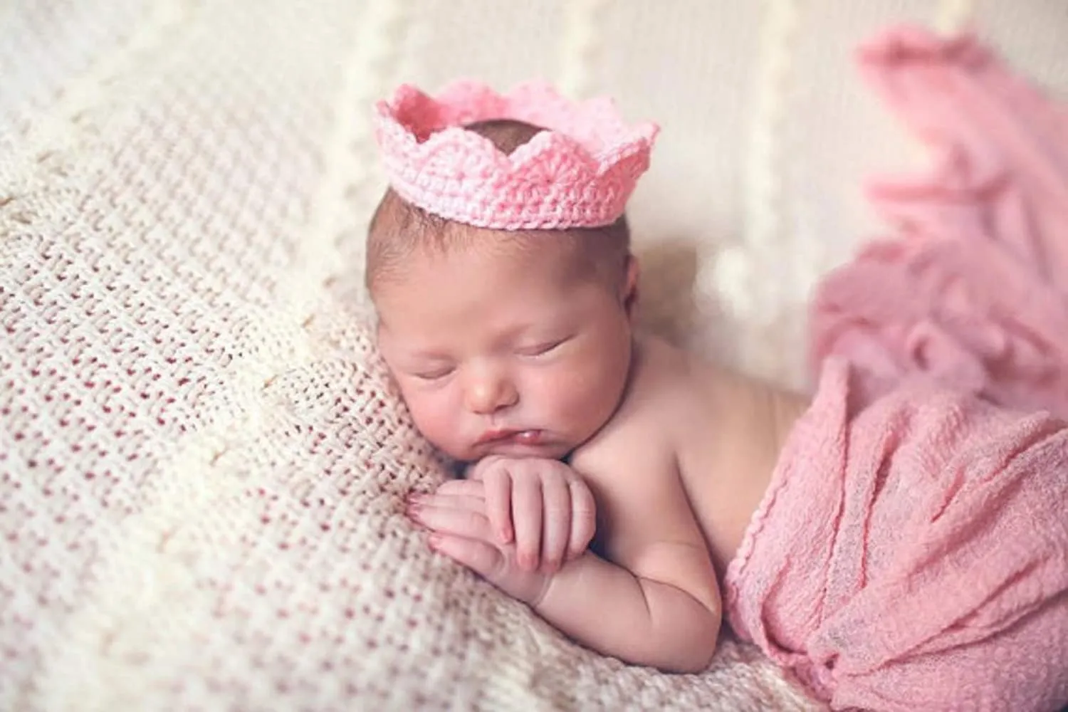 Babymoon Crown Headwear New Born Baby Photography Shoot Props Costumes - Pink