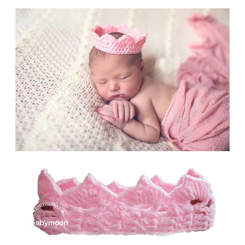 Babymoon Crown Headwear New Born Baby Photography Shoot Props Costumes - Pink