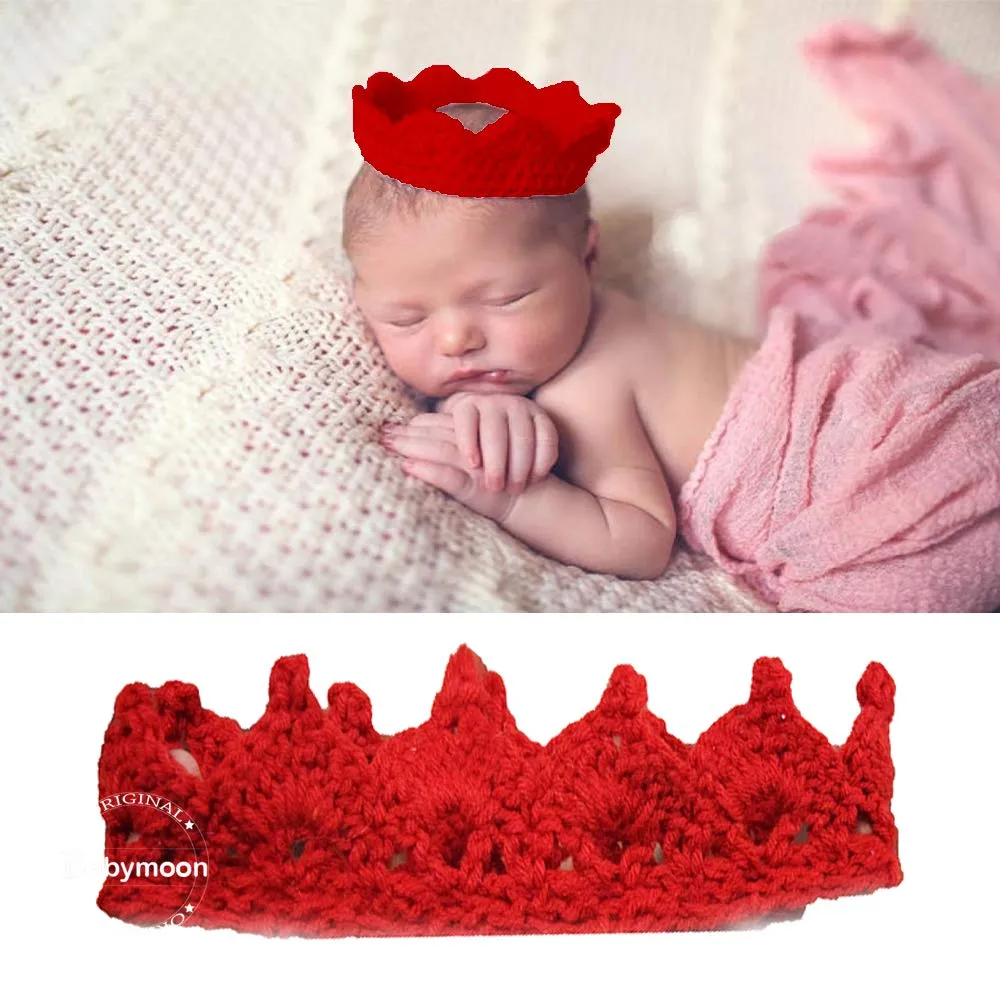 Babymoon Crown Headwear New Born Baby Photography Shoot Props Costumes - Red