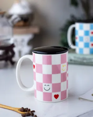 'Checkered' Coffee Mug - Pink