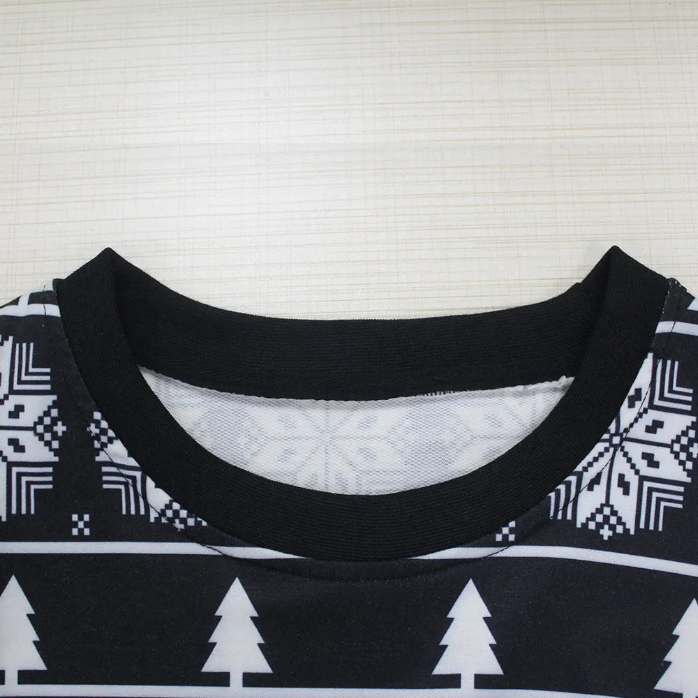Christmas Sweatshirts - Black and White Christmas Deer Icon Cute 3D Sweatshirt