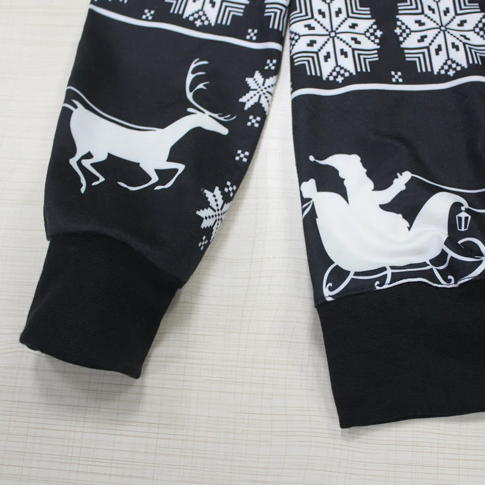 Christmas Sweatshirts - Black and White Christmas Deer Icon Cute 3D Sweatshirt
