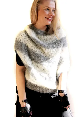 Hand knit alpaca cocoon vest - light greys