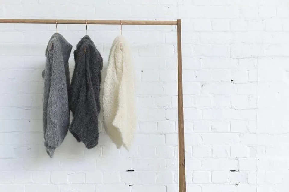 Hand knit alpaca cocoon vest - light greys