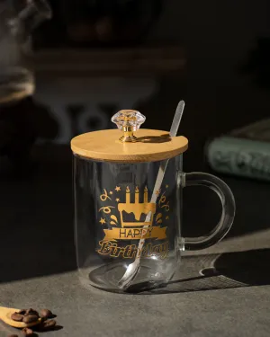 'Happy Birthday' Clear Coffee/Milk Mug