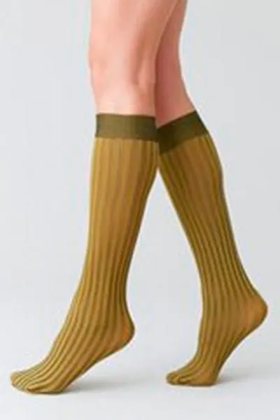 Hilda knstrmpe - Swedish Stockings - gul og brun