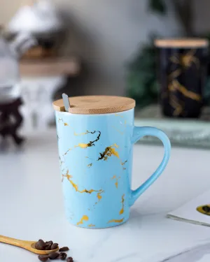 'Marbleised' Coffee Mug - Blue
